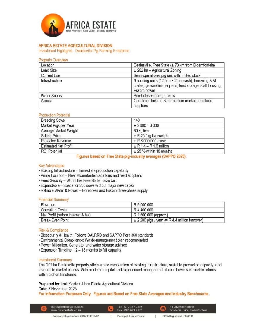 Commercial Property for Sale in Dealesville Free State